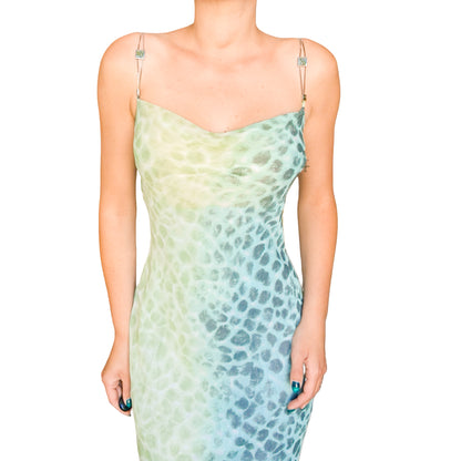 Italian Designer 90s Aqua Chain Strap Maxi