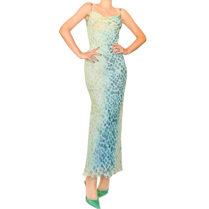 Italian Designer 90s Aqua Chain Strap Maxi