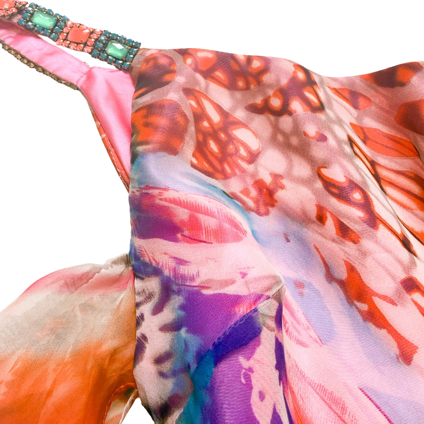 Italian Silk Butterfly One-Shoulder Dress