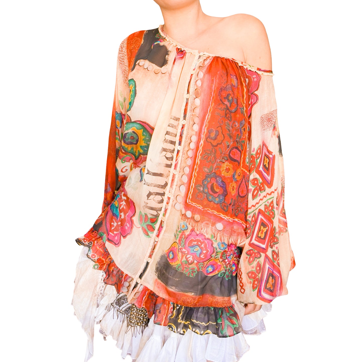 John Galliano 2008 Gypsy Silk Blouse - Campaign