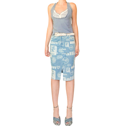 John Galliano 2002 Racing Denim Skirt