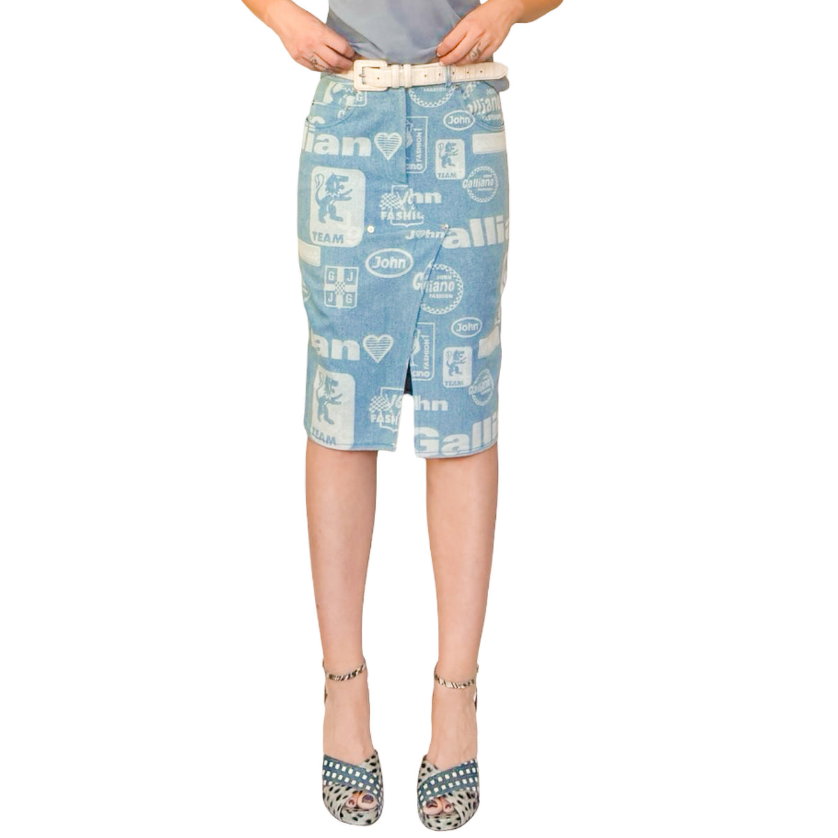 John Galliano 2002 Racing Denim Skirt