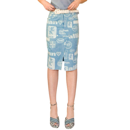 John Galliano 2002 Racing Denim Skirt