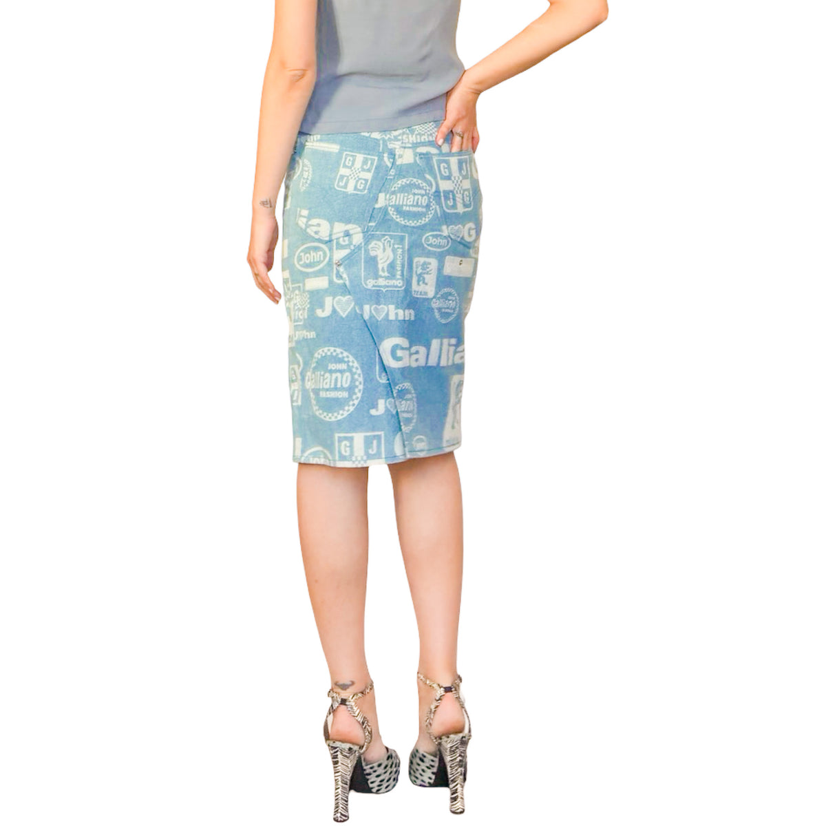 John Galliano 2002 Racing Denim Skirt