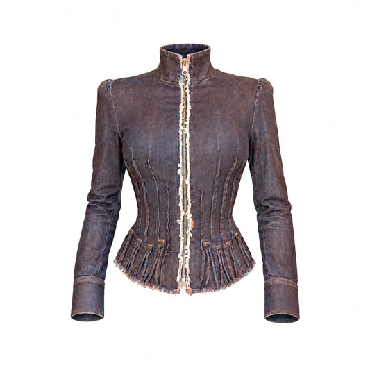 Christian Lacroix VTG corset waxed denim jacket