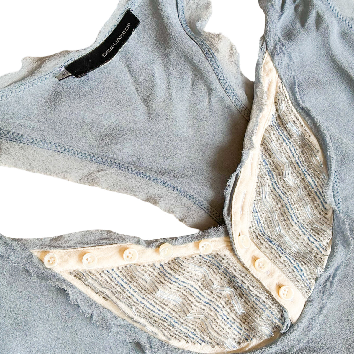 Dsquared2 2000s Beaded Silk Lingerie Halter Top