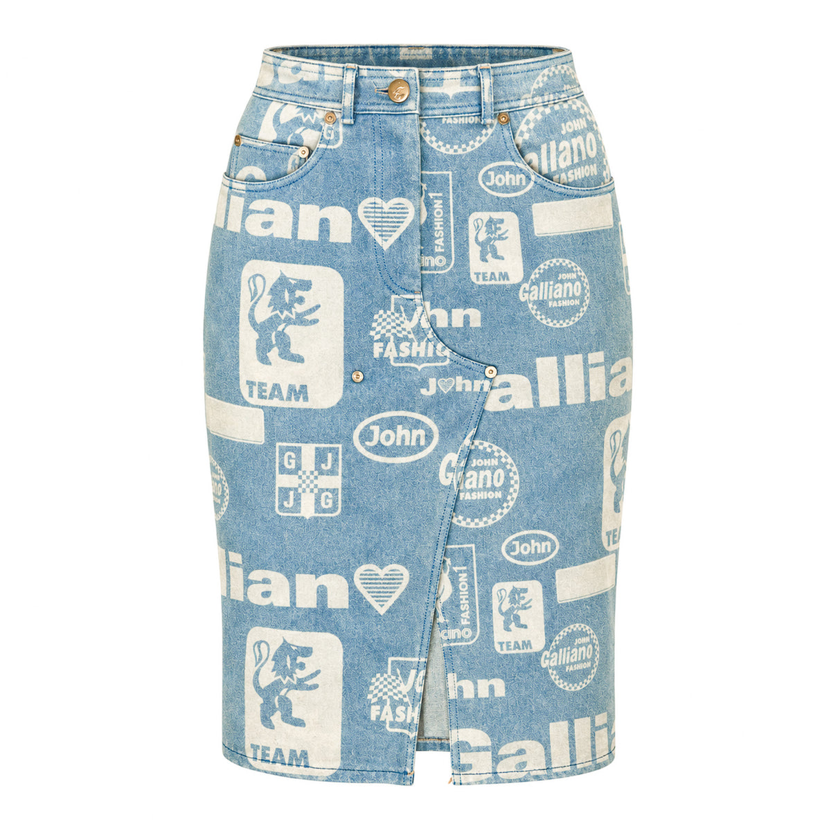 John Galliano 2002 Racing Denim Skirt