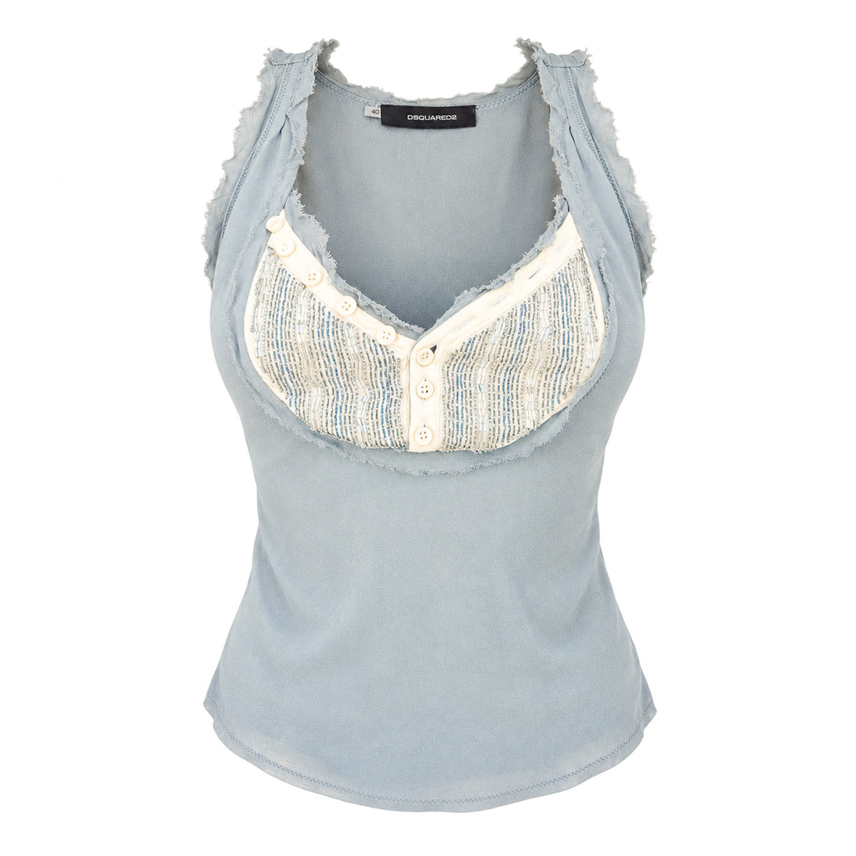 Dsquared2 2000s Beaded Silk Lingerie Halter Top