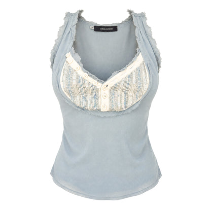 Dsquared2 2000s Beaded Silk Lingerie Halter Top