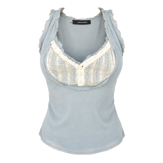 Dsquared2 2000s Beaded Silk Lingerie Halter Top