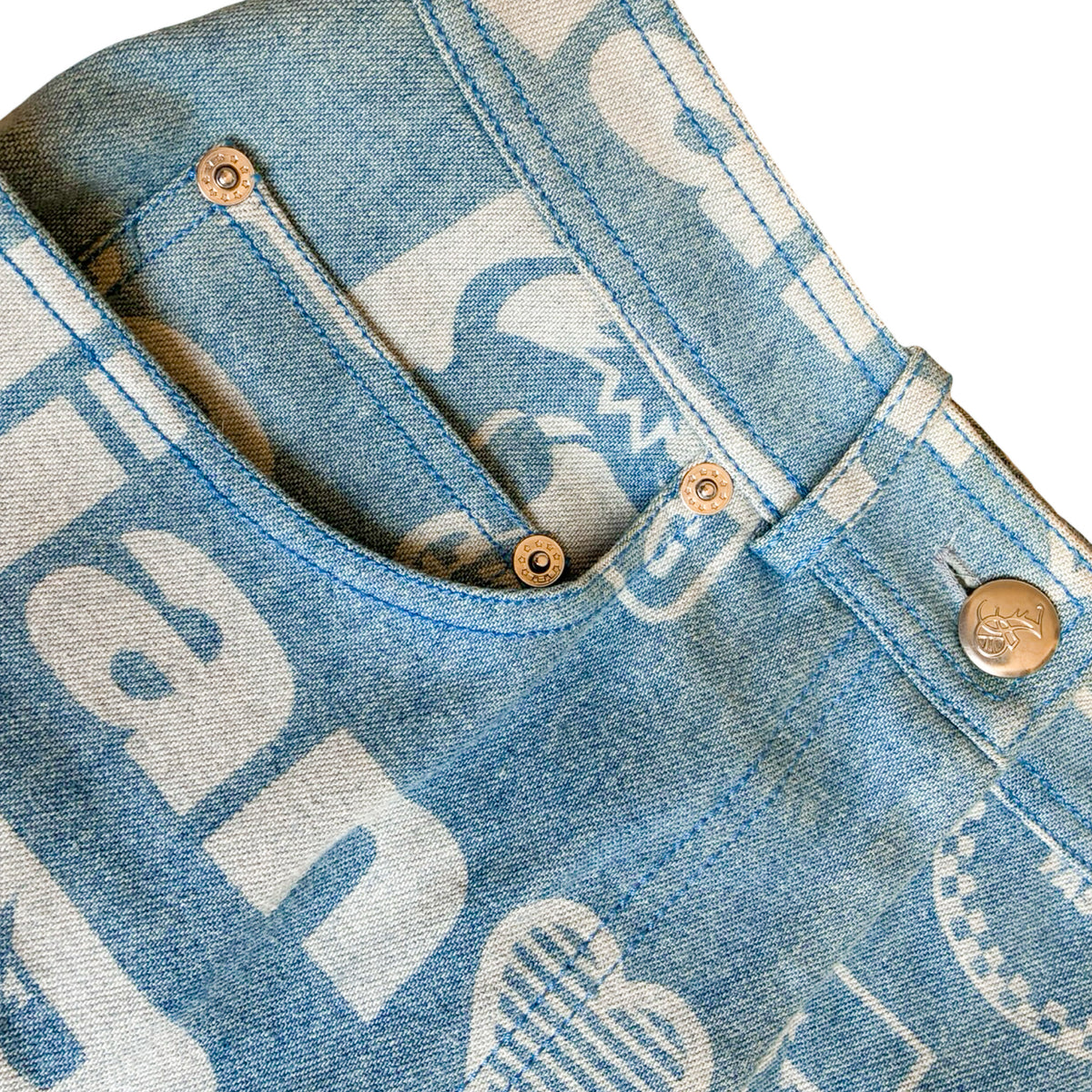 John Galliano 2002 Racing Denim Skirt