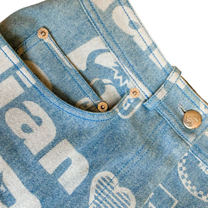 John Galliano 2002 Racing Denim Skirt