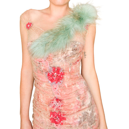 Roberto Cavalli Mint Silk Velvet Jacket with Fox Fur