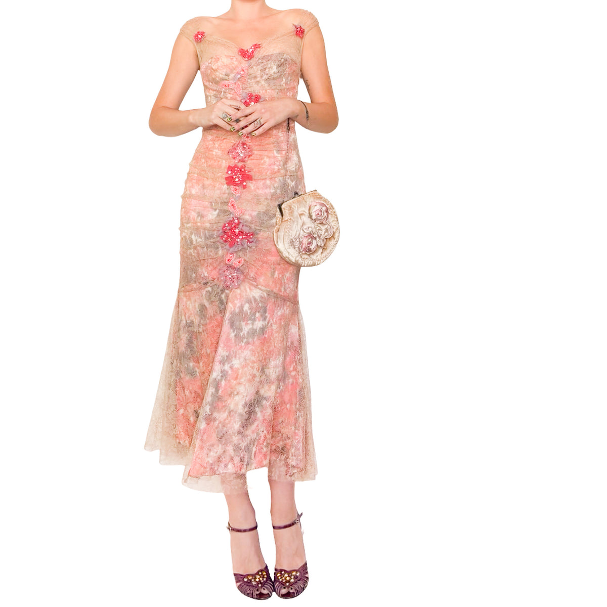 Italian Velvet 3D Rose Clutch Bag