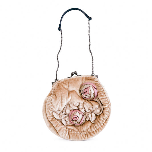 Italian Velvet 3D Rose Clutch Bag