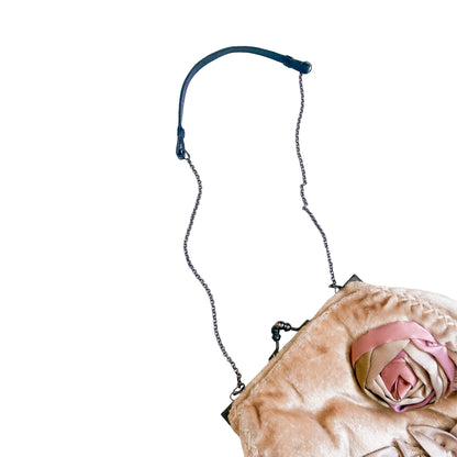 Italian Velvet 3D Rose Clutch Bag