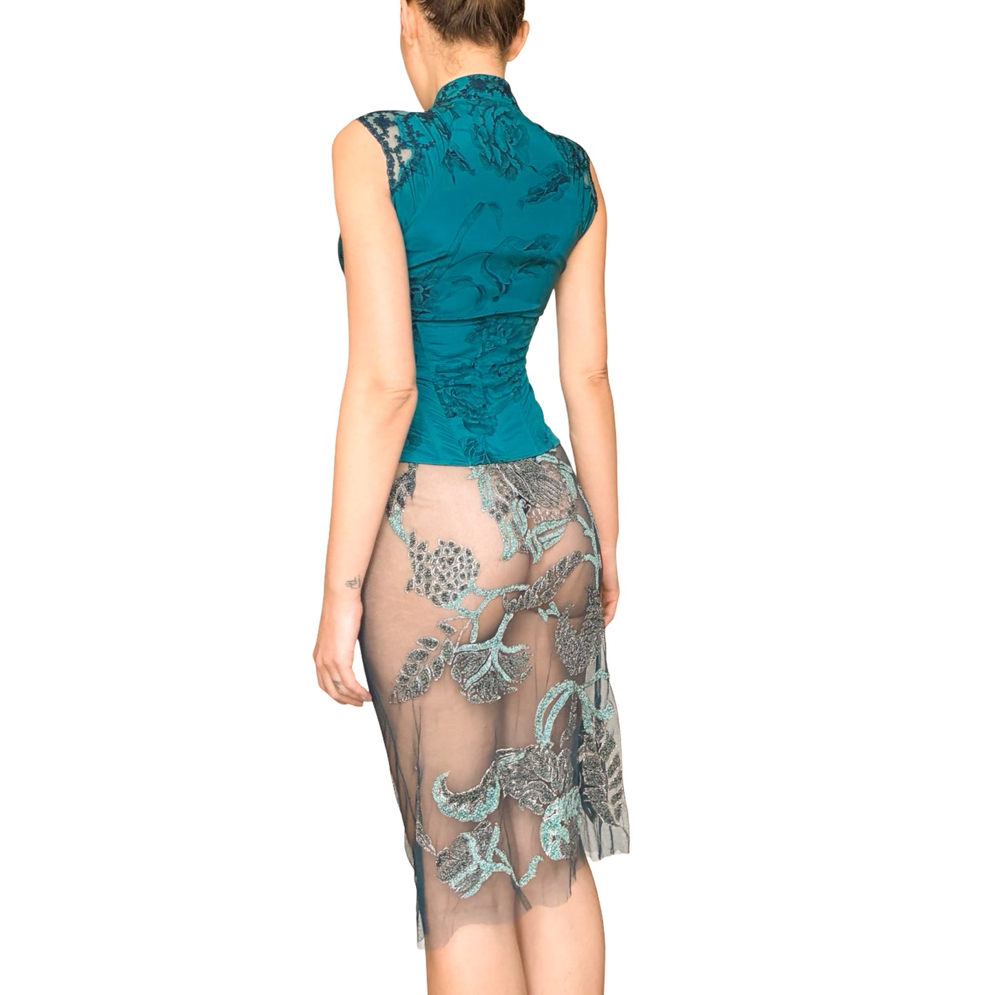 French "Pekin Stitch"  Mesh Skirt