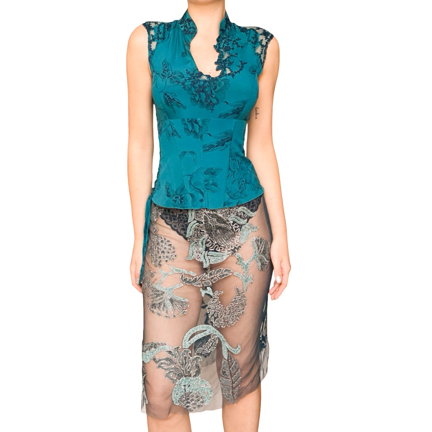 French "Pekin Stitch"  Mesh Skirt