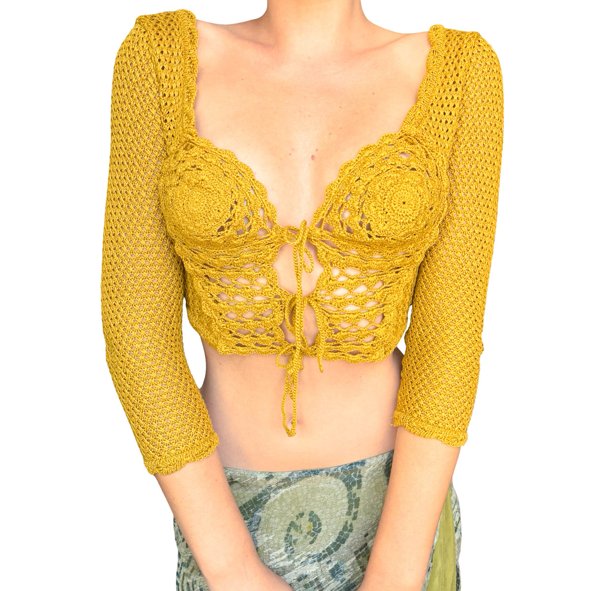 Martine Sitbon 1992 Sculpted Rose Crochet RARE Top - runway