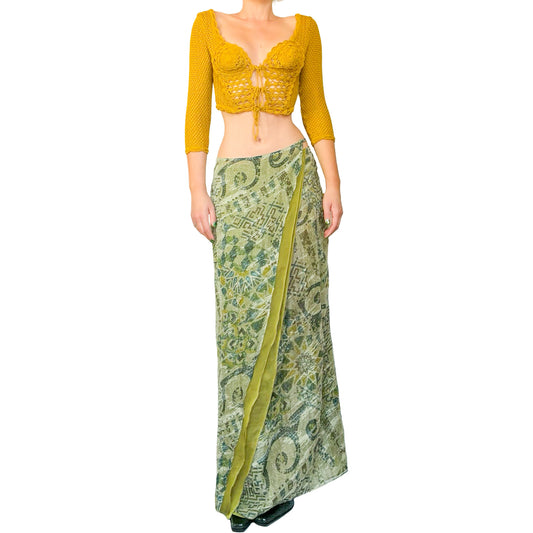 Kenzo 90's Nénuphar Wrap Maxi Skirt