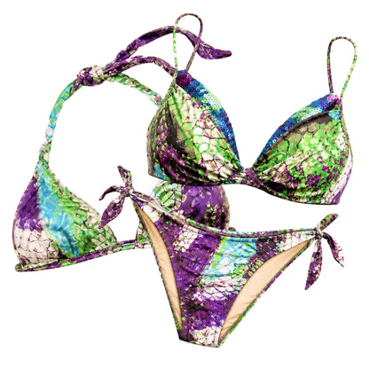 La Perla 2001 Scale Print Sequin Bikini (2 TOPS) Set