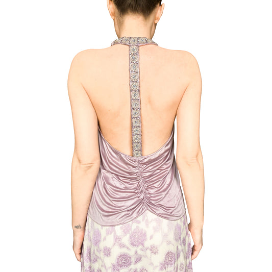 Alessandro Dell'Acqua 2007 Embellished Liquid BackLess Top