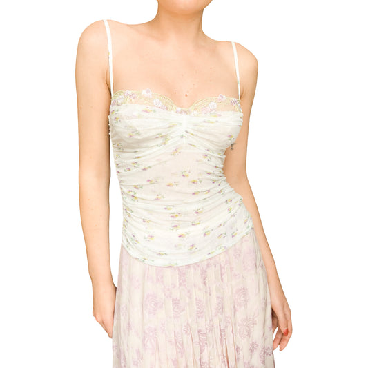 La Perla VTG Mesh Floral Bustier Top