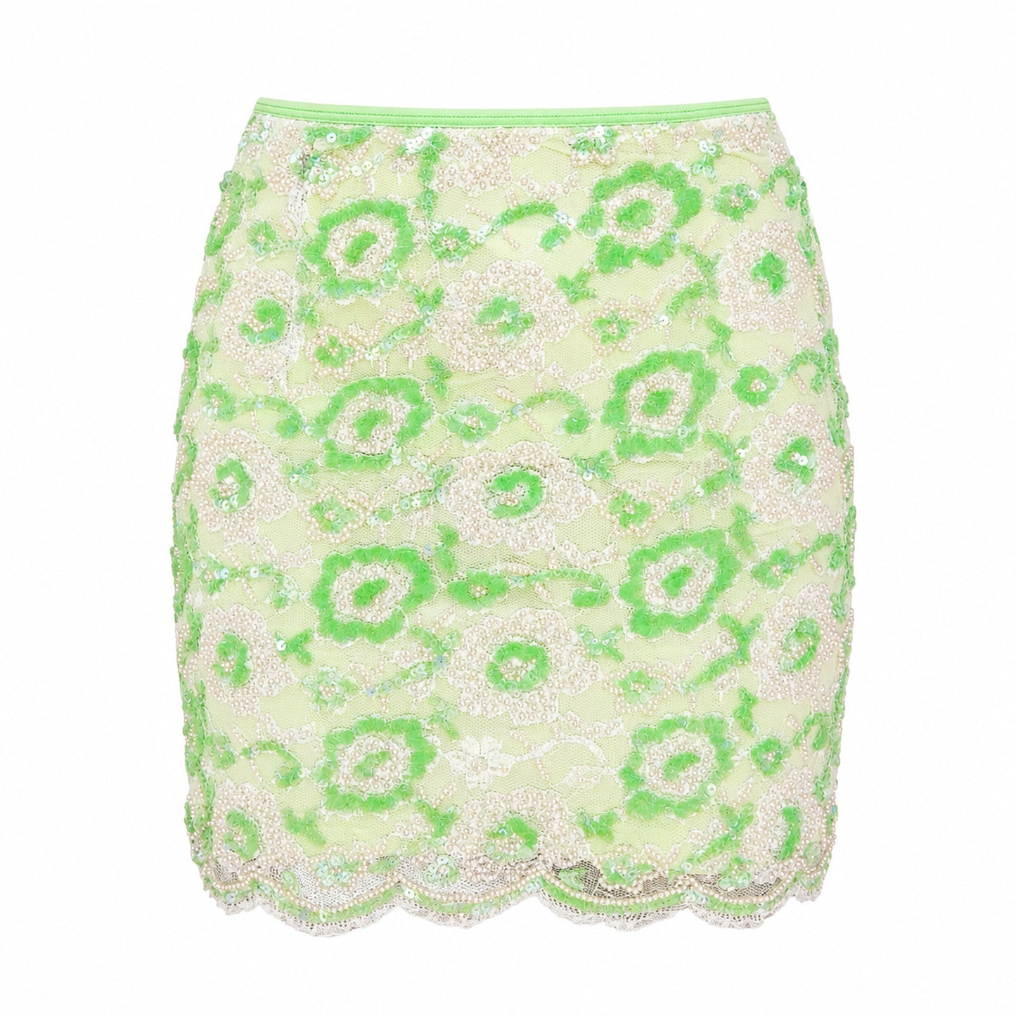 La Perla 90's  Beaded Lace Micro Mini Skirt