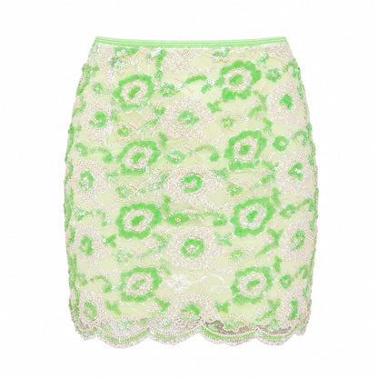 La Perla 90's  Beaded Lace Micro Mini Skirt