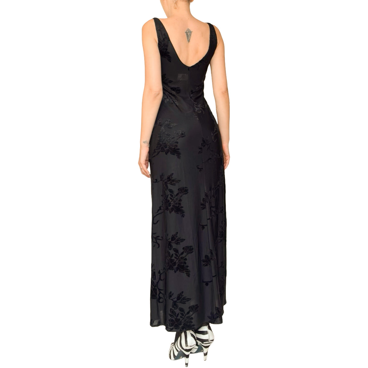 Lolita Lempicka 1997 3D Velvet Floral Maxi Dress