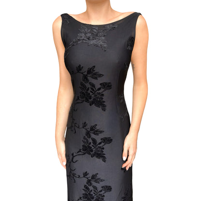 Lolita Lempicka 1997 3D Velvet Floral Maxi Dress