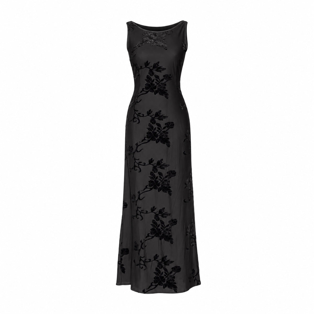 Lolita Lempicka 1997 3D Velvet Floral Maxi Dress