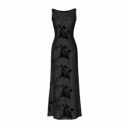 Lolita Lempicka 1997 3D Velvet Floral Maxi Dress