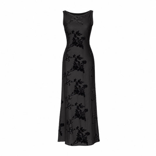 Lolita Lempicka 1997 3D Velvet Floral Maxi Dress