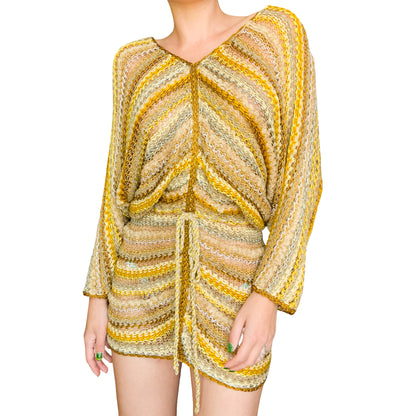 Mali by Lietta Cavalli 1970s RARE Hand-Knit Mini Dress