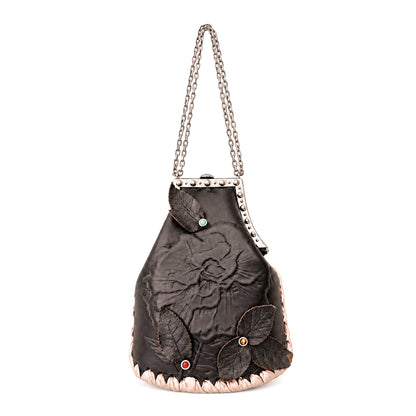 Valentino 2000s Dark Romance Floral Leather Chain Bag
