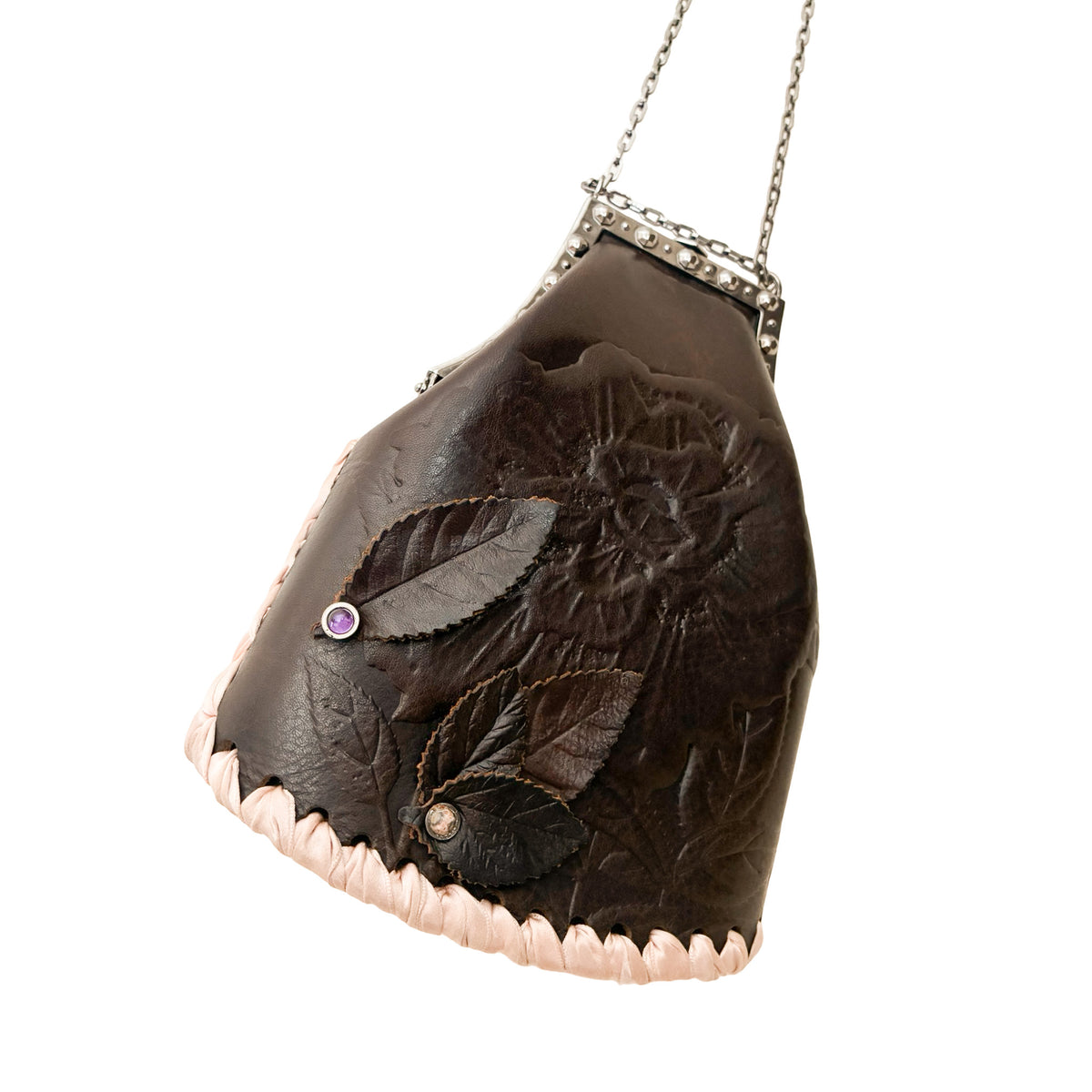 Valentino 2000s Dark Romance Floral Leather Chain Bag