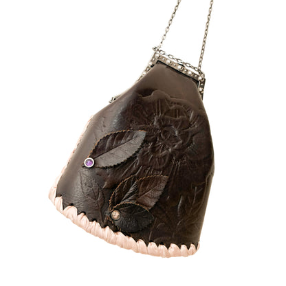 Valentino 2000s Dark Romance Floral Leather Chain Bag
