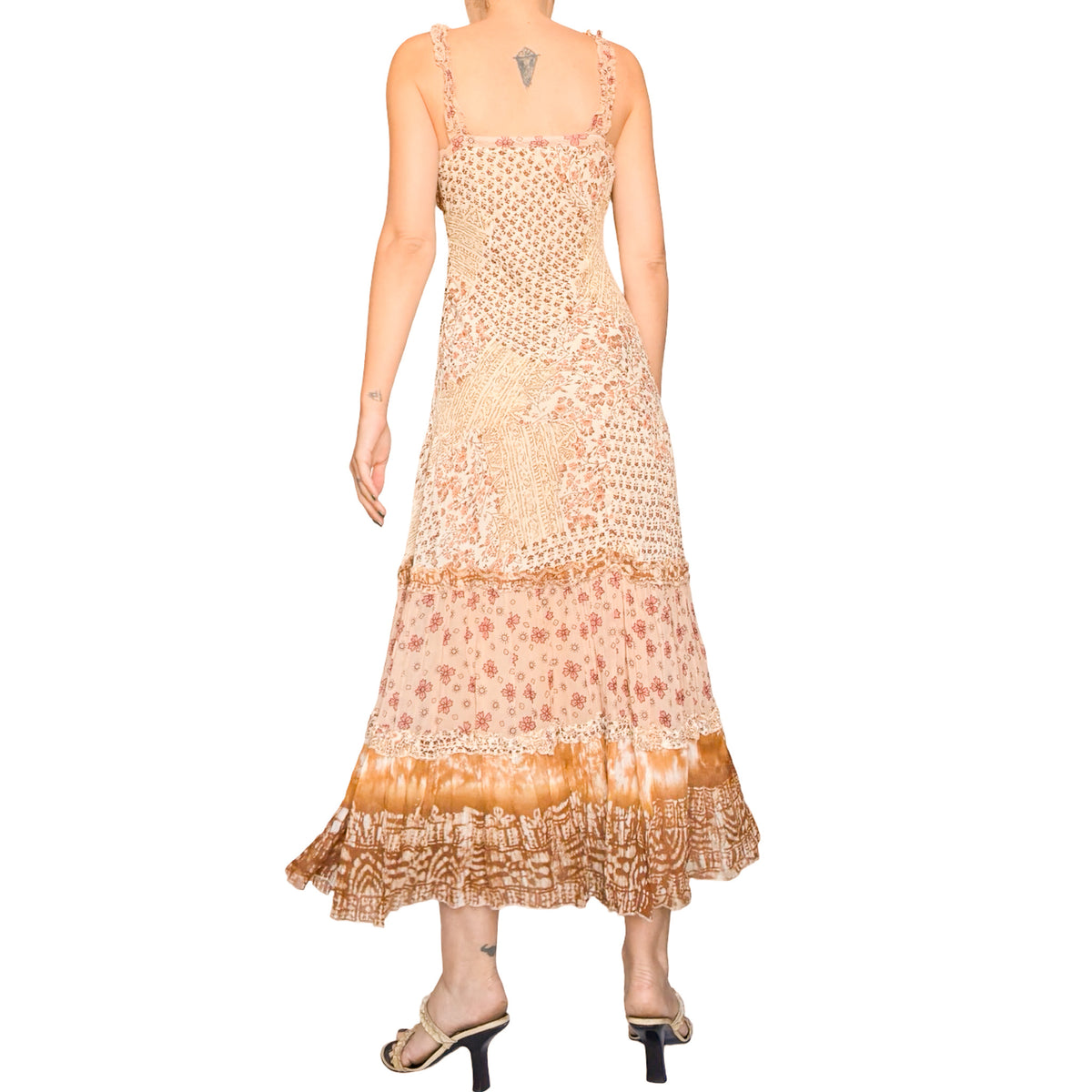 French 90's Bohemian Patchwork Maxi Dress