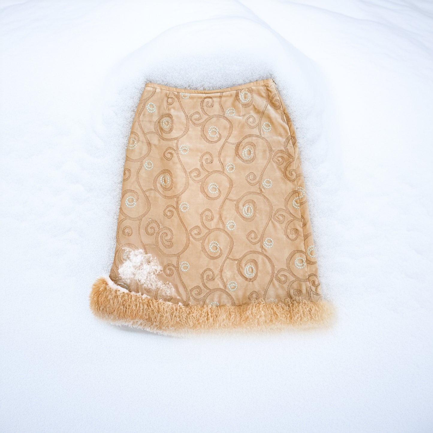 Nomadic Cotton Velvet Skirt w/ Nappa Lamb Fur