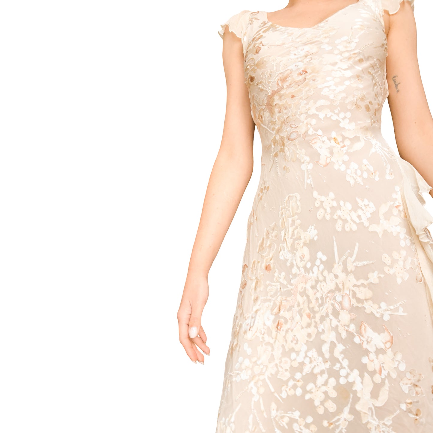 English 1990s Beaded Silk Romantic Dress