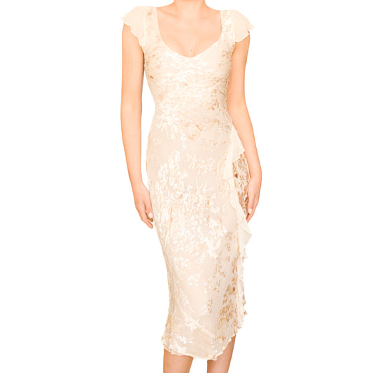 English 1990s Beaded Silk Romantic Dress