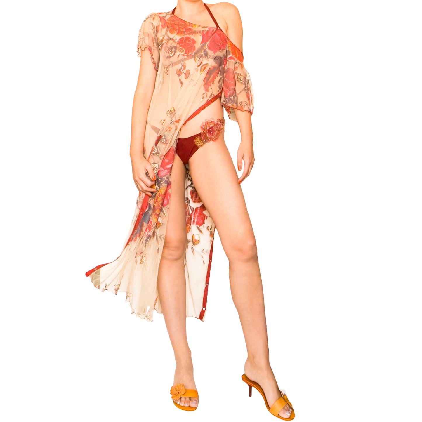 Souad 90's Rare Handpainted Silk Cover-Up