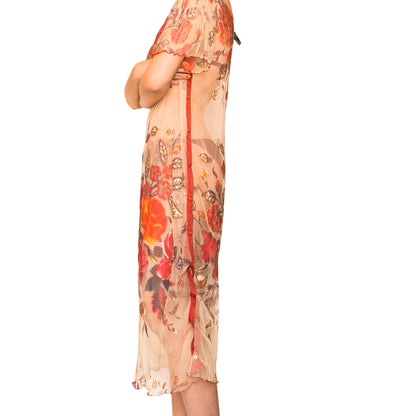 Souad 90's Rare Handpainted Silk Cover-Up