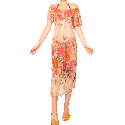 Souad 90's Rare Handpainted Silk Cover-Up