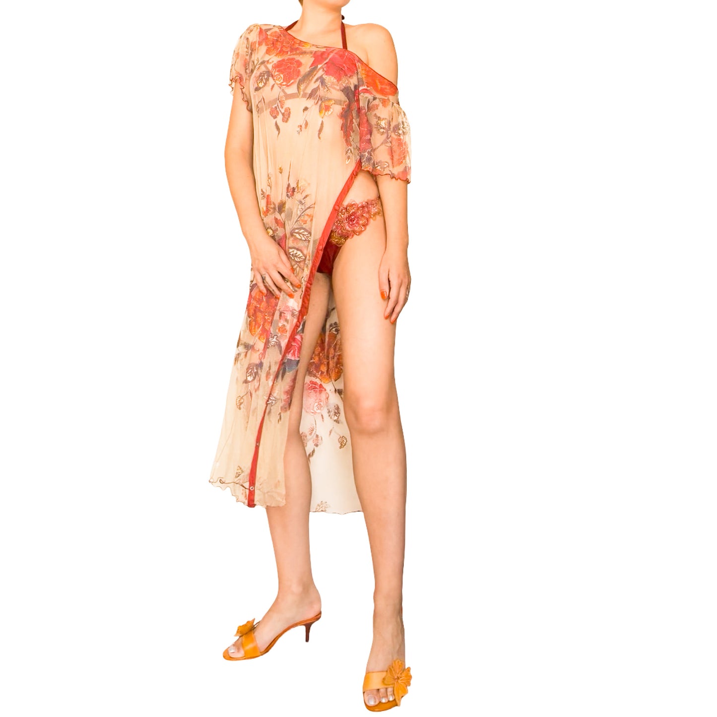 Souad 90's Rare Handpainted Silk Cover-Up