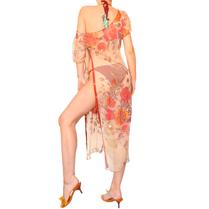 Souad 90's Rare Handpainted Silk Cover-Up