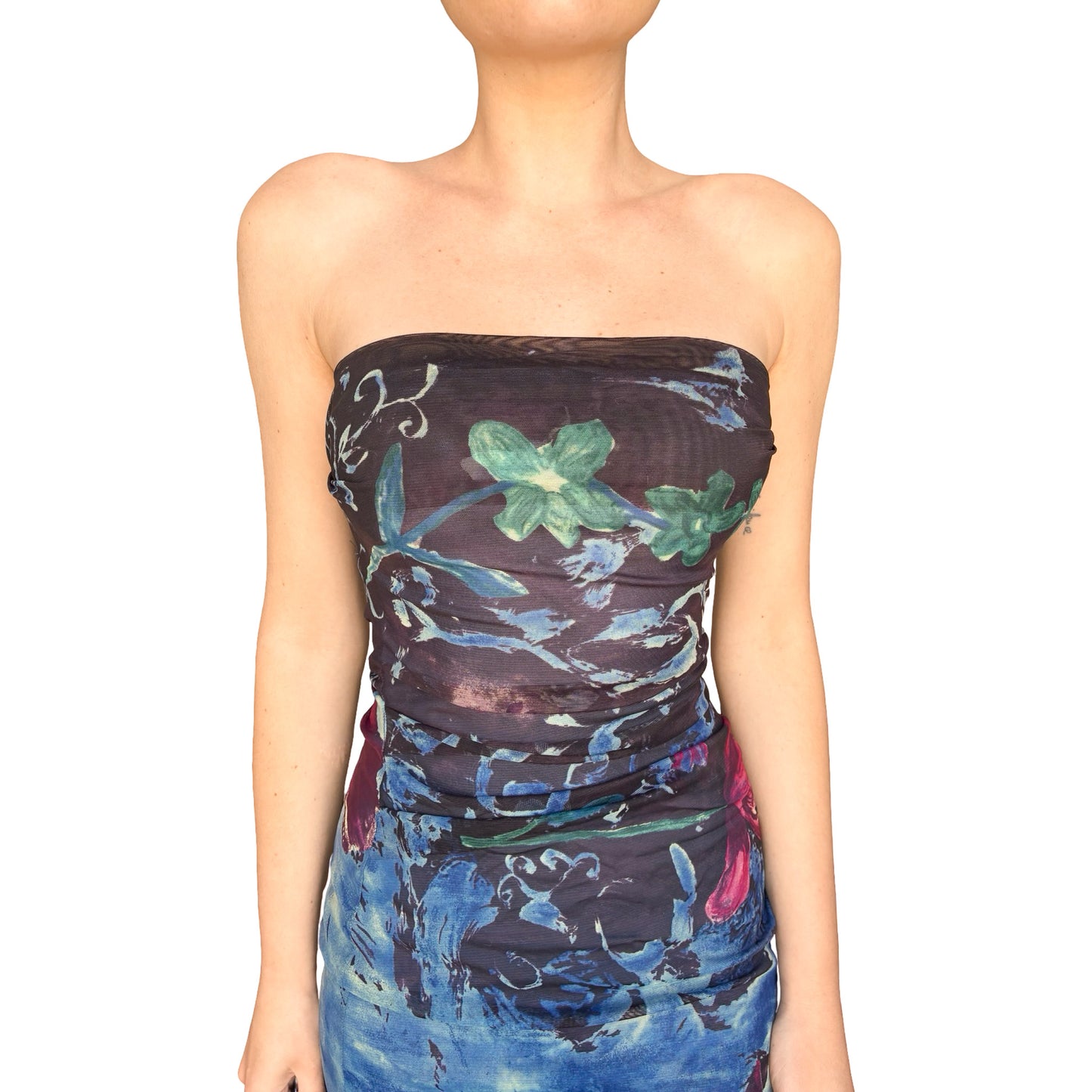Plein Sud Y2K Ultra Rare Mesh Painted Dress