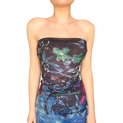Plein Sud Y2K Ultra Rare Mesh Painted Dress