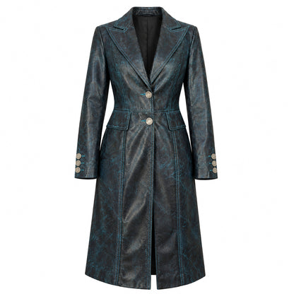 Plein Sud 2000s Midnight Faux Python Leather Coat